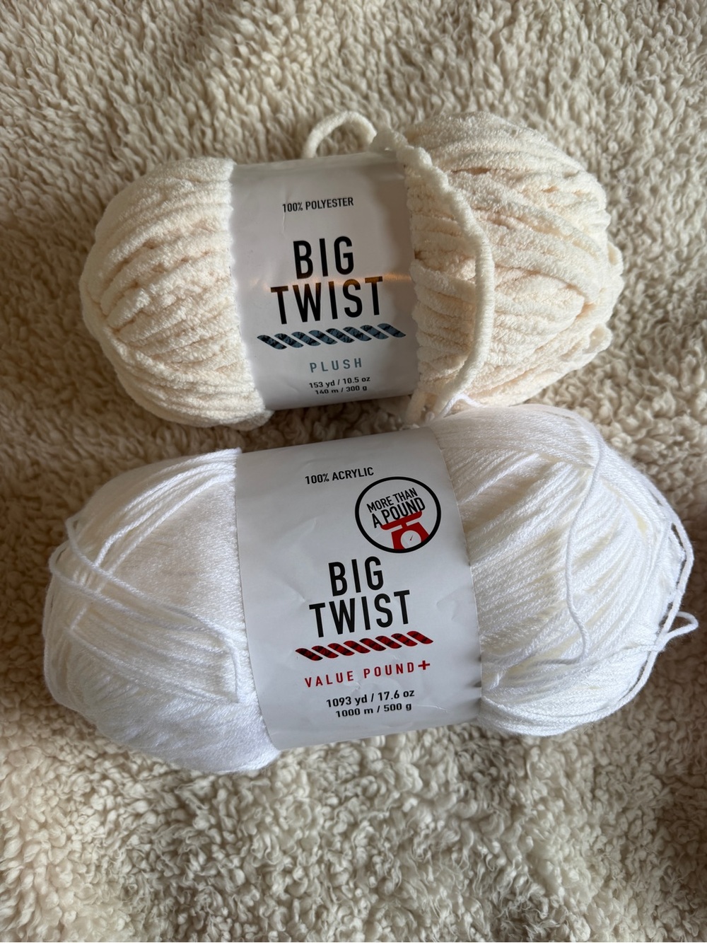Big Twist Plush & Value Pound Yarn - Cream & White